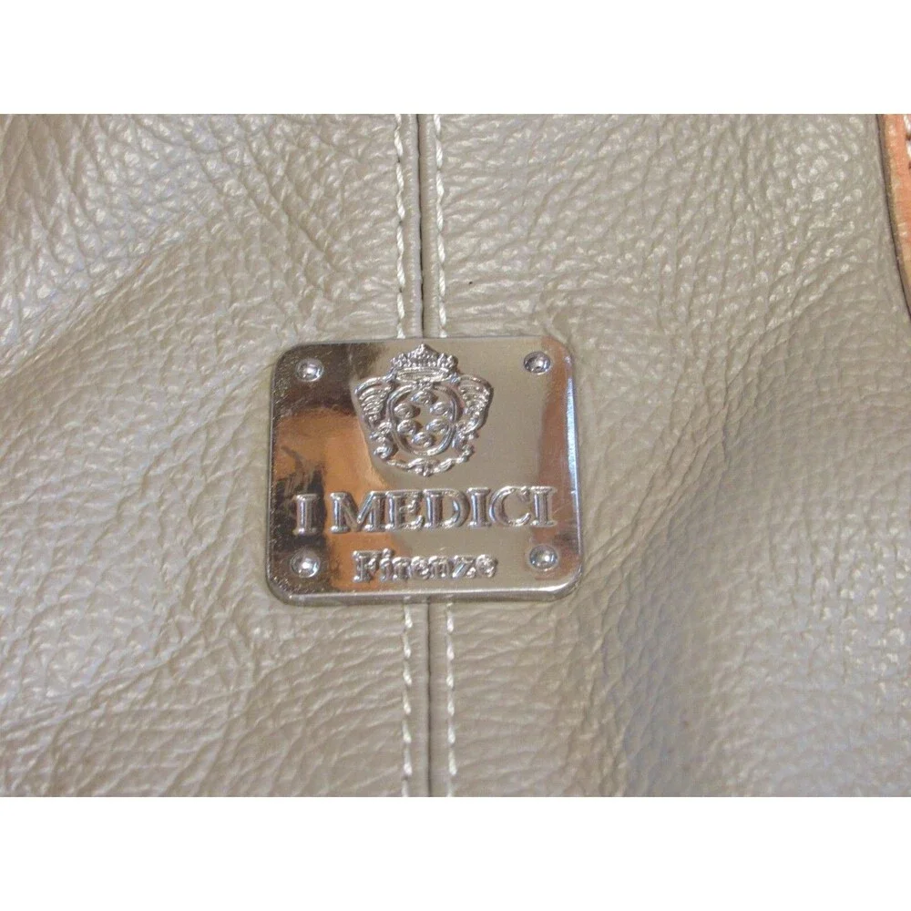 I Medici Firenze Taupe and Tan Soft Leather Shoulder Handbag - Picture 12 of 13